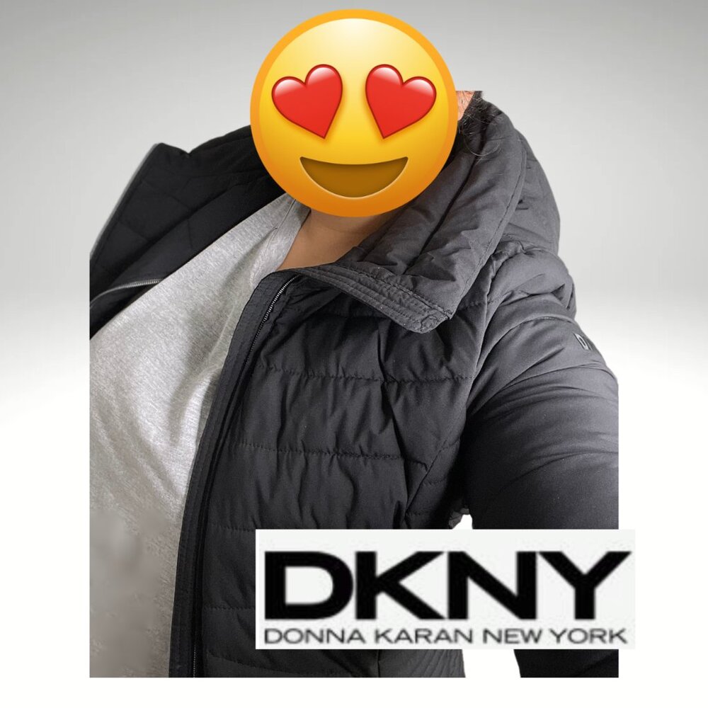 🖤 BRAND-NEW DKNY Hooded Packable Puffer Coat - Black 🖤